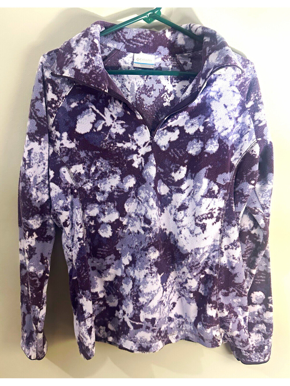 Columbia Glacial IV Print HalfZip Fleece Pullover Women Large Purple Lotus Cloud
